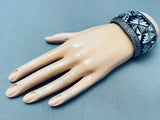 The Best 6 Inch Wrist Vintage Native American Navajo Inlay Sterling Silver Bracelet-Nativo Arts