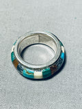 Very Important Wes Willie Vintage Native American Navajo Inlay Turquoise Sterling Silver Ring-Nativo Arts