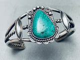 Rare Vintage Native American Navajo Carico Lake Turquoise Sterling Silver Bracelet-Nativo Arts