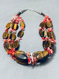 Amazing Vintage Navajo Tigers Eye Spiny Oyster Shell Sterling Silver Necklace-Nativo Arts