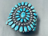 One Of The Finest Vintage Native American Navajo Turquoise Sterling Silver Cluster Bracelet