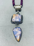 Phosphosiderite!! Rare Vintage Native American Navajo Sterling Silver Necklace-Nativo Arts