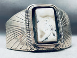 One Of The Best Vintage Native American Navajo White Buffalo Turquoise Sterling Silver Bracelet-Nativo Arts