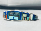 Best Vintage Native American Navajo Gary Arviso Turquoise Inlay Sterling Silver Bracelet-Nativo Arts