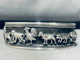 Native American Animal Farm Vintage Sterling Silver Monkey Bracelet Cuff-Nativo Arts