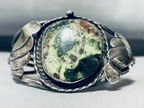 The Most Unique Vintage Native American Navajo Green Jasper Sterling Silver Bracelet-Nativo Arts