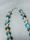 Fascinating Native American Navajo Signed Kingman Turquoise Spiny Silver Kachina Necklace-Nativo Arts