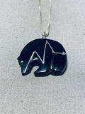 Unforgettable Vintage Native American Zuni Jet Bear Fetish Sterling Silver Neckace-Nativo Arts