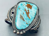 Rare 'Old Deposit Kingman' Turquoise Vintage Native American Navajo Sterling Silver Bracelet-Nativo Arts