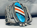 One Of The Best Ever Vintage Native American Navajo Inlay Turquoise Sterling Silver Bracelet-Nativo Arts