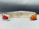 Intricate Vintage Native American Navajo Orange Shell Inlay Sterling Silver Bracelet-Nativo Arts