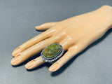Important Francisco Gomez Vintage Hand Carved Sterling Silver Turquoise Ring-Nativo Arts