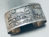 Dancing Prancing Horse Vintage Native American Navajo Sterling Silver Bracelet Cuff-Nativo Arts