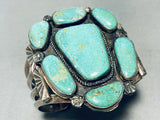 Massive Vintage Native American Navajo Turquoise Cluster Sterling Silver Bracelet-Nativo Arts