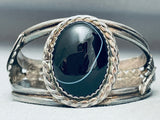 One Of The Best Vintage Native American Navajo Domed Onyx Sterling Silver Bracelet-Nativo Arts