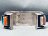 One Of The Best 7 Inch Wrist Vintage Native American Navajo Inlay Sterling Silver Bracelet
