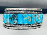 Carol Ann Vintage Native American Navajo Turquoise Row Inlay Sterling Silver Bracelet-Nativo Arts
