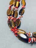 Amazing Vintage Navajo Tigers Eye Spiny Oyster Shell Sterling Silver Necklace-Nativo Arts
