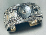 Happy Flower Vintage Native American Navajo Sterling Silver Bracelet Cuff-Nativo Arts