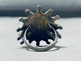 Rare Vintage Native American Zuni Blue Gem Cluster Sterling Silver Ring-Nativo Arts