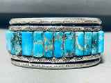 Carol Ann Vintage Native American Navajo Turquoise Row Inlay Sterling Silver Bracelet-Nativo Arts