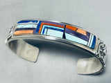 6.5 Inch Wrist Vintage Native American Navajo Turquoise Inlay Sterling Silver Bracelet-Nativo Arts