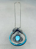 Les Baker Rare Vintage Native American Navajo Turquoise Heishi Sterling Silver Teardrop Necklace-Nativo Arts