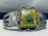 Early Century Vintage Native American Navajo Green Turquoise Sterling Silver Bracelet-Nativo Arts