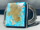Museum Old Deposit Kingman Turquoise Vintage Native American Navajo Sterling Silver Bracelet-Nativo Arts