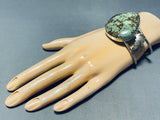 Chocolate Spiderweb Vintage Native American Navajo Green Turquoise Sterling Silver Bracelet-Nativo Arts