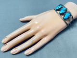 Bisbee Dream Turquoise Vintage Native American Navajo Sterling Silver Bracelet Old