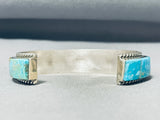 Native American Stunning Inlay Navajo Turquoise Sterling Silver Bracelet-Nativo Arts