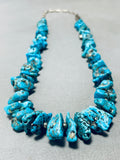 Authentic Vintage Native American Navajo Pilot Mountain Turquoise Sterling Silver Necklace-Nativo Arts