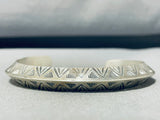 Outstanding Native American Navajo Sterling Silver Signed Tawney Willie Bracelet-Nativo Arts