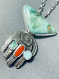 Native American One Of The Coolest Ever Santo Domingo Turquoise Sterling Silver Necklace-Nativo Arts