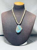 Dropdead Fab Vintage Native American Navajo Morenci Turquoise Sterling Silver Necklace-Nativo Arts