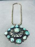 One Of Most Unique Vintage Native American Navajo Turquoise Flower Sterling Silver Necklace-Nativo Arts