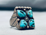 Tremendous Vintage Native American Navajo Morenci Turquoise Sterling Silver Ring-Nativo Arts