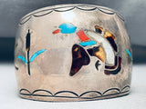 One Of The Coolest Ever Vintage Native American Navajo Bird Inlay Sterling Silver Bracelet-Nativo Arts