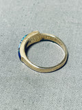 14k Gold Vintage Native American Navajo Size 7.5 Turquoise Inlay Ring-Nativo Arts