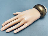 6 Inch Wrist Vintage Orville Tsinnie Brass Hand Tooled Bracelet-Nativo Arts