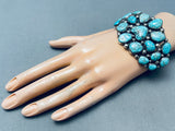 Center Heart Vintage Native American Navajo Turquoise Sterling Silver Bracelet-Nativo Arts