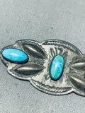 Early 1900's Vintage Native American Navajo Turquoise Sterling Silver Pin-Nativo Arts