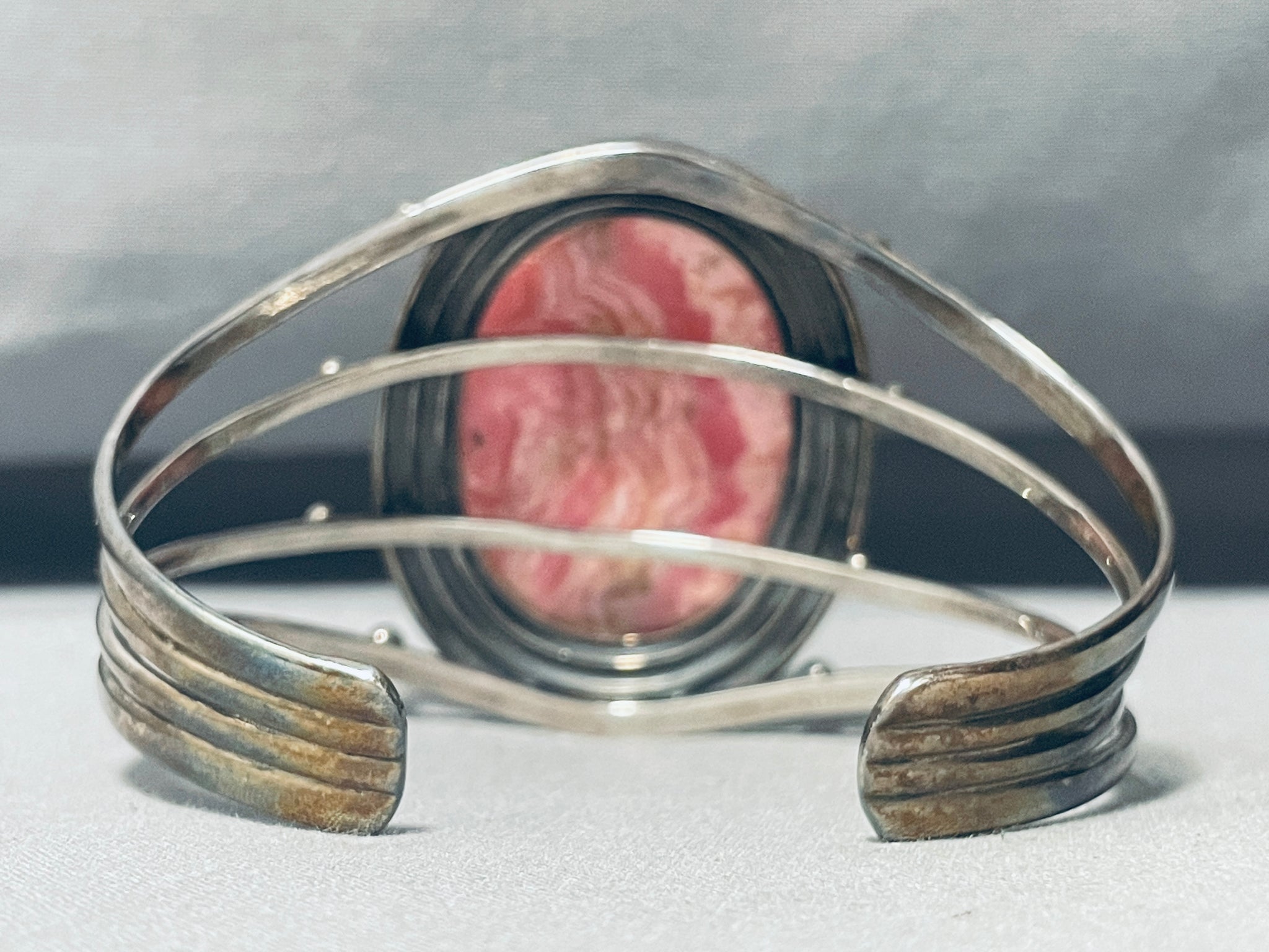 One Of The Best Vintage Cabochon Rhodochrosite Sterling Silver 