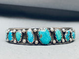 Important Early 1900's Ingot Silver Turquoise Bracelet Cuff-Nativo Arts