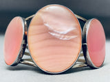 The Best Vintage Native American Navajo Big Pink Shell Sterling Silver Bracelet Cuff Old-Nativo Arts