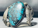 Monstrous Vintage Native American Navajo Basalt Turquoise Sterling Silver Bracelet-Nativo Arts