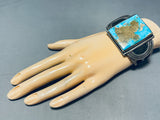 Museum Old Deposit Kingman Turquoise Vintage Native American Navajo Sterling Silver Bracelet-Nativo Arts