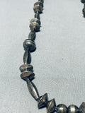 Early Hand Tooled Vintage Native American Navajo Sterling Silver Necklace Old-Nativo Arts