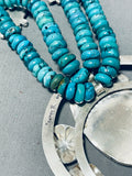 275 Grams Native American Navajo Turquoise Sterling Silver Naja Necklace-Nativo Arts